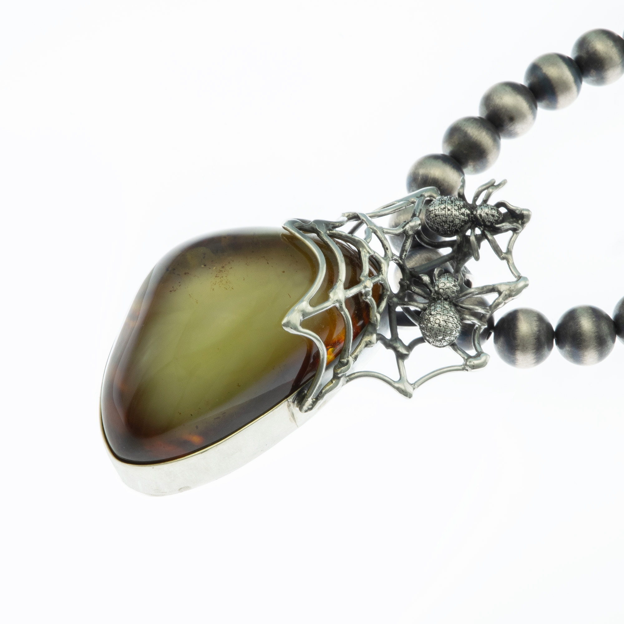 Spider Web Honey Natural Baltic Amber Pendant 3